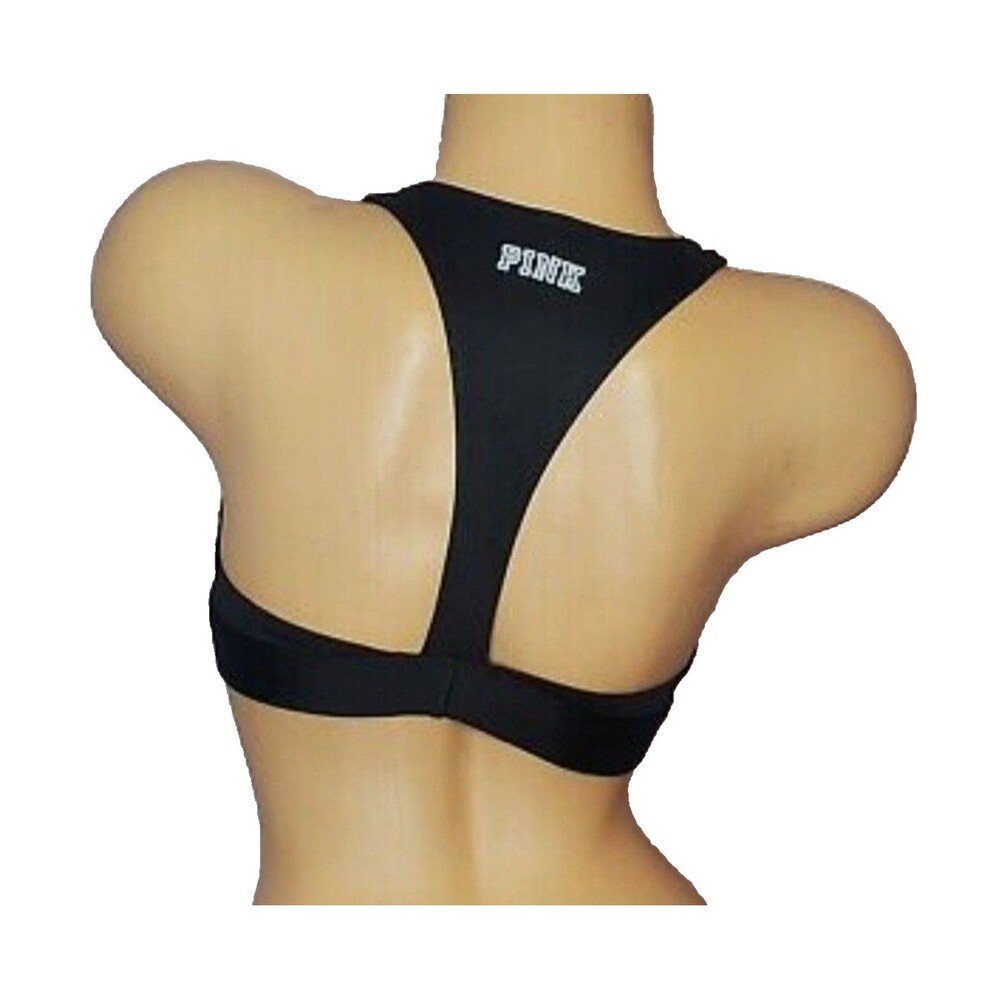 PINK Victoria’s Secret Sports Bra XS Black Light Support Unpadded Wireless